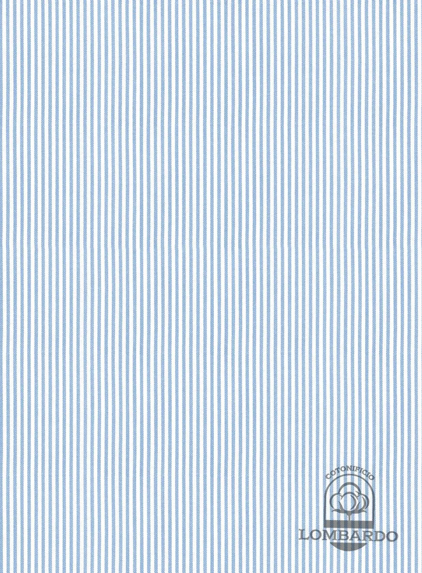 Italian Lombardo Mid Blue Stripes Shirt