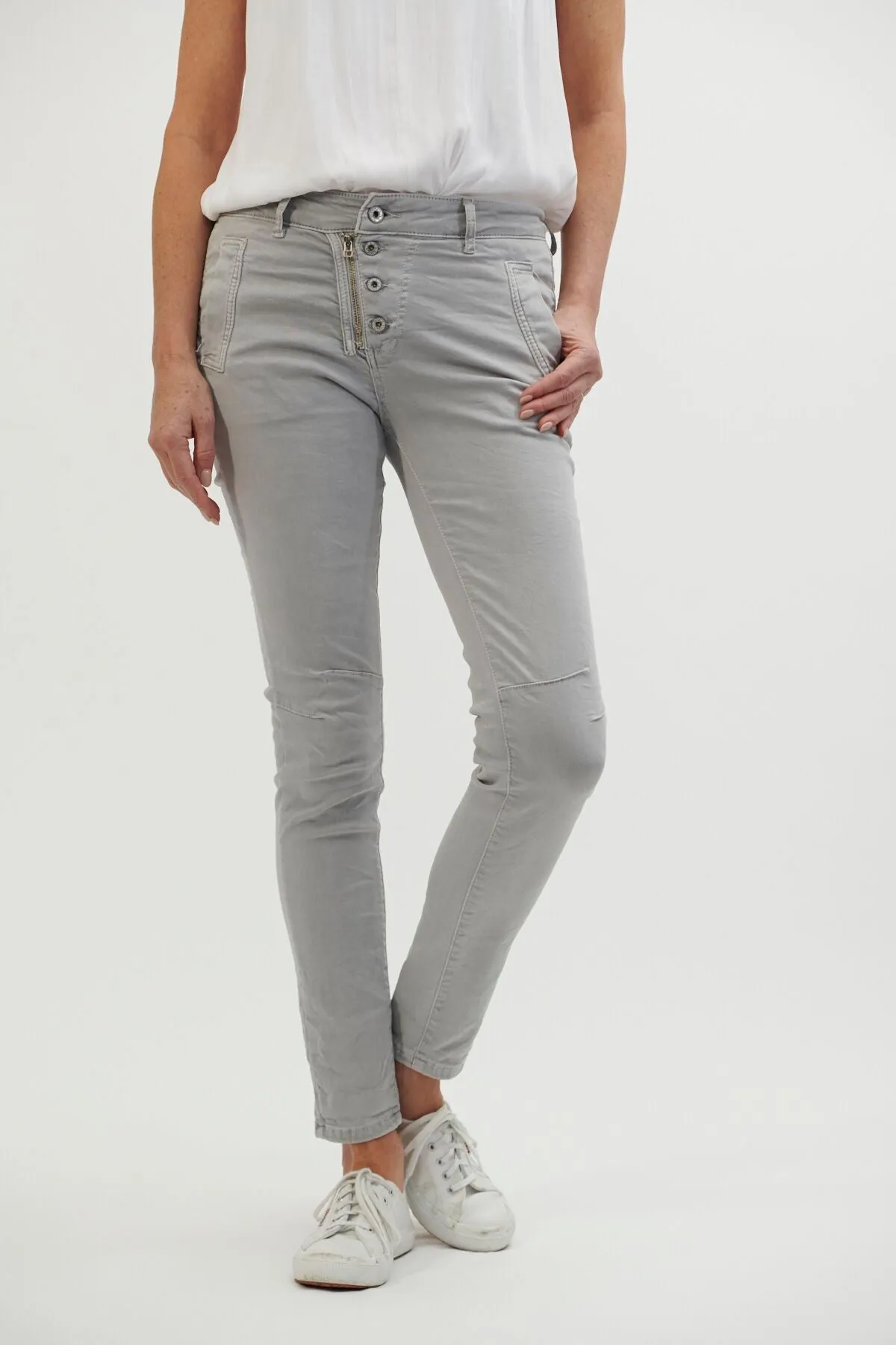 Italian Star | Button Jeans | Dove (Light Grey)