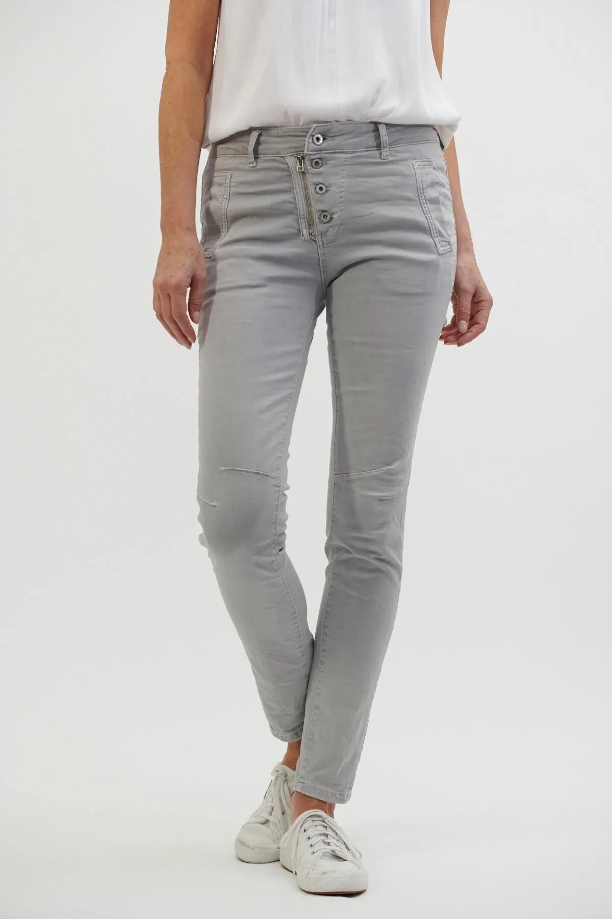 Italian Star | Button Jeans | Dove (Light Grey)