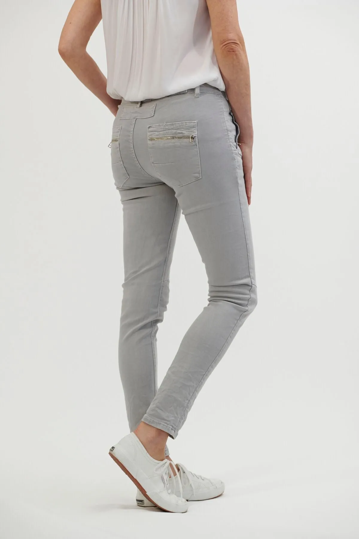 Italian Star | Button Jeans | Dove (Light Grey)