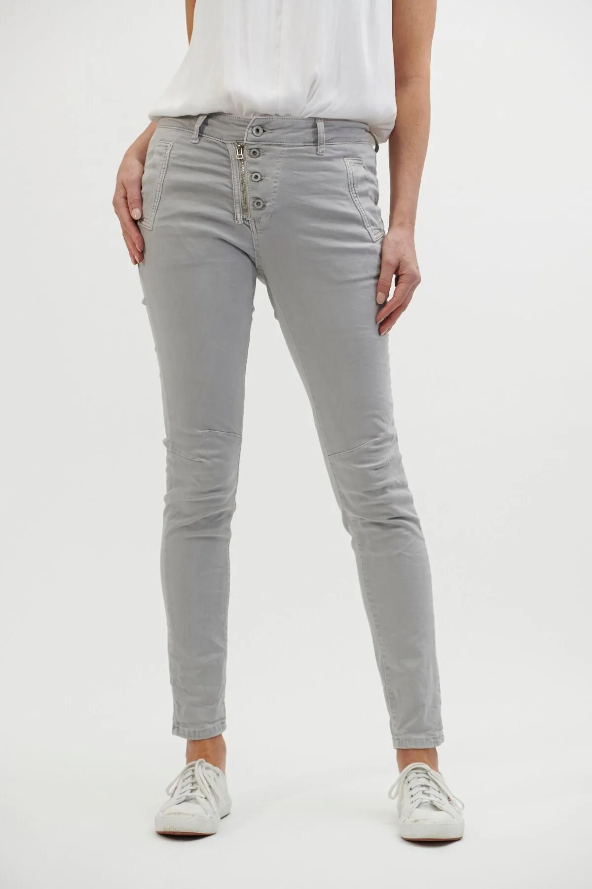 Italian Star | Button Jeans | Dove (Light Grey)