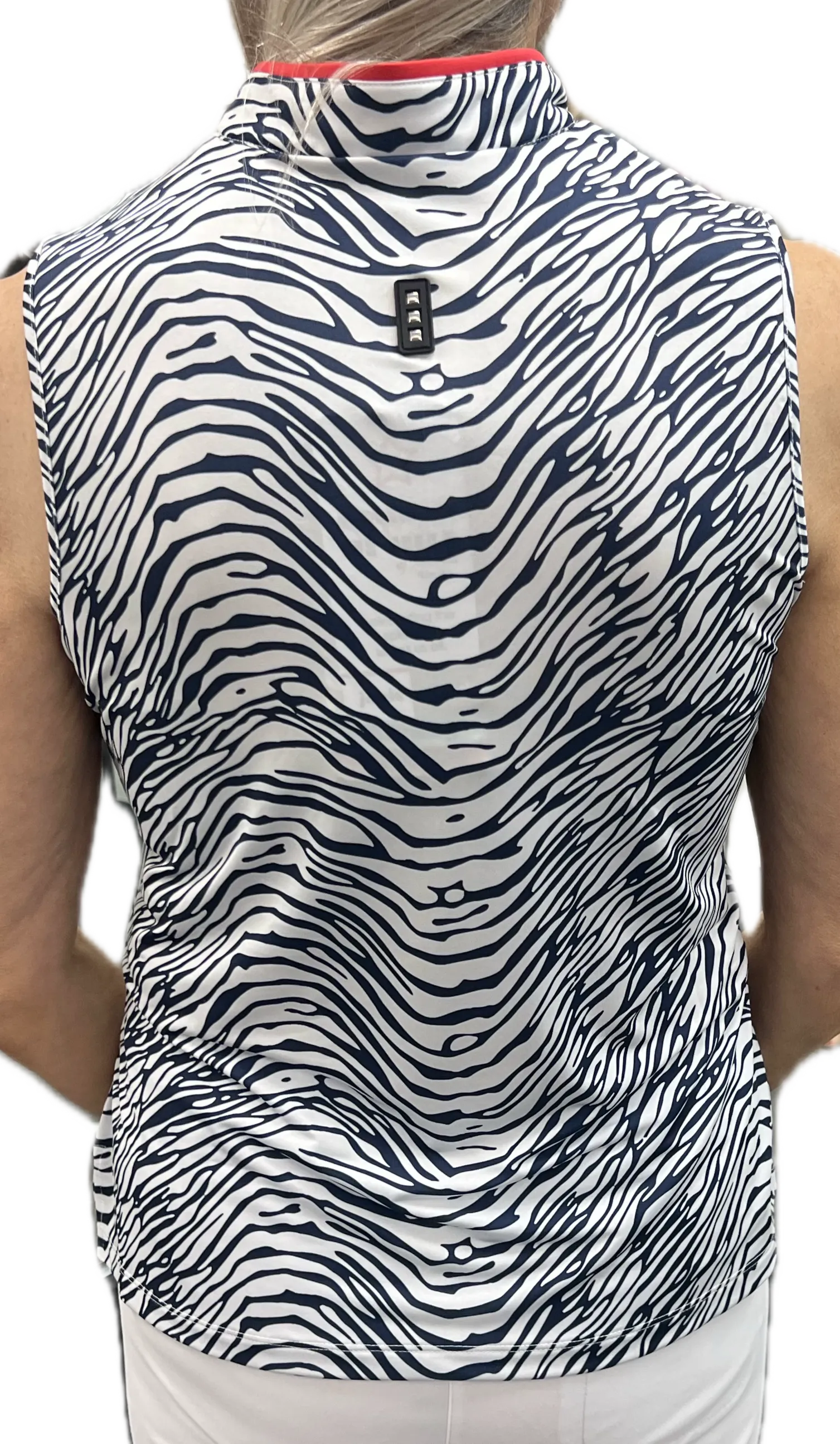 Jamie Sadock Spirit Basic Collection: Women's Sleeveless Shirt-Navy Zebra Print