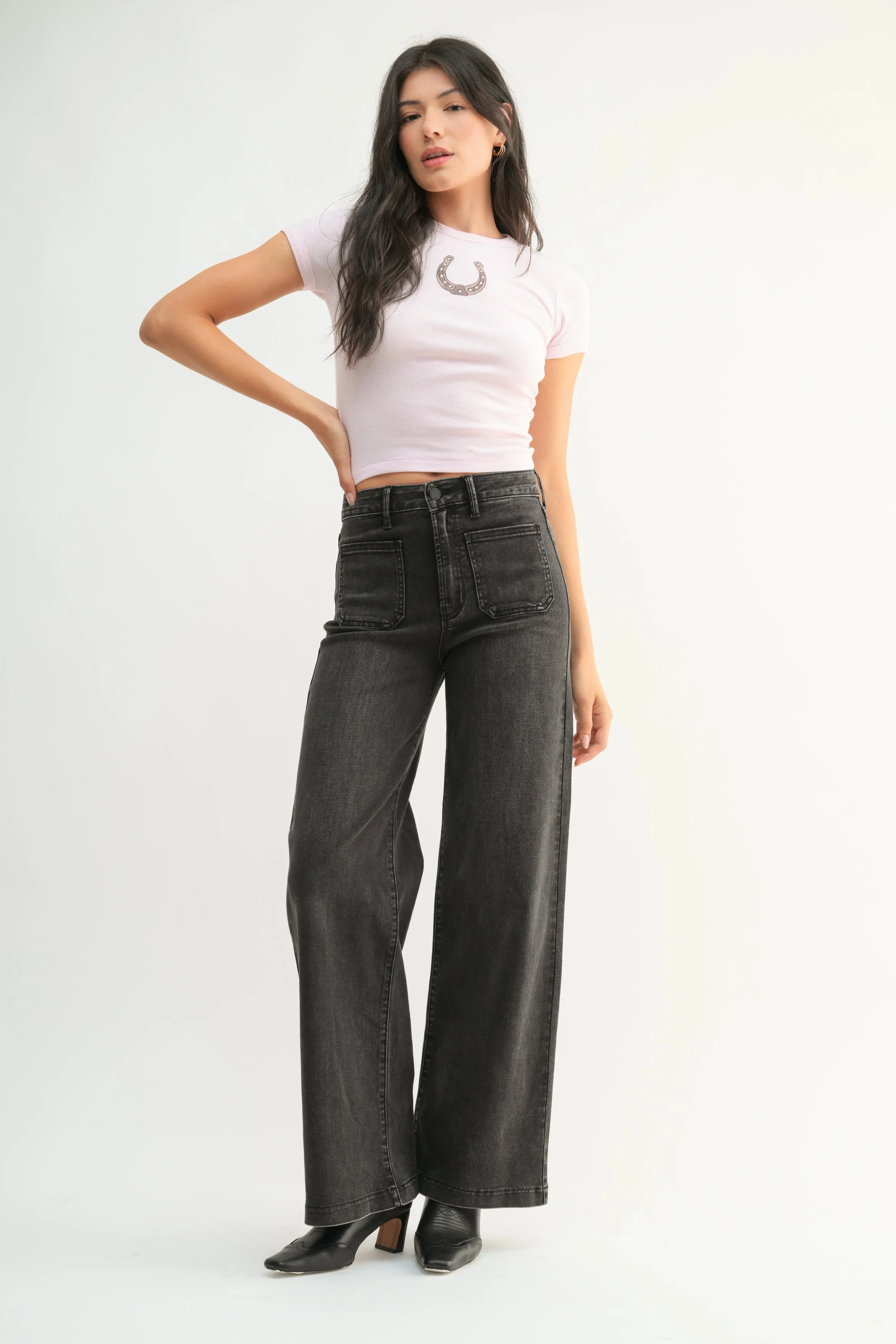 Just Black - Mini Patch Pocket Flare