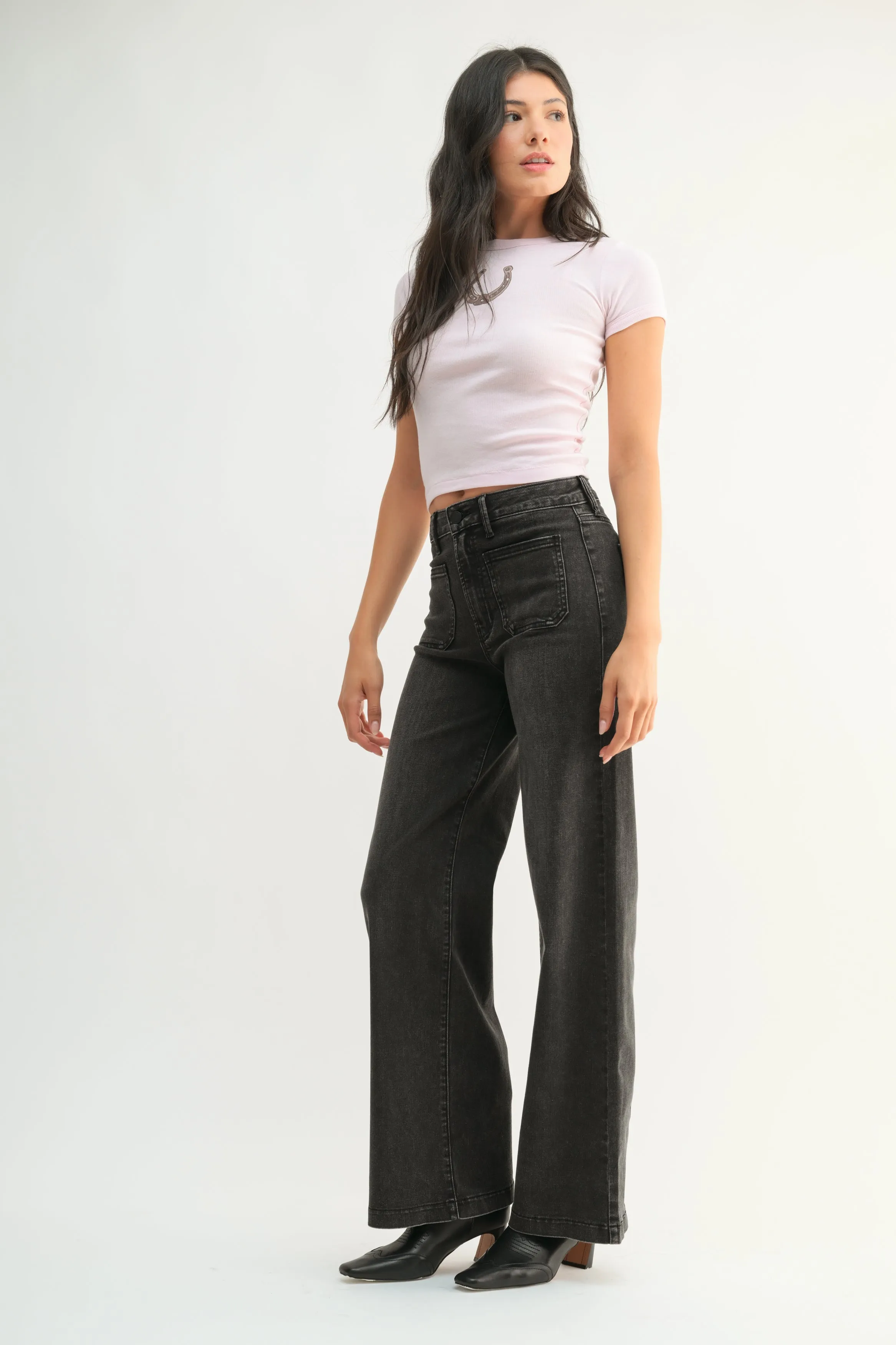 Just Black - Mini Patch Pocket Flare