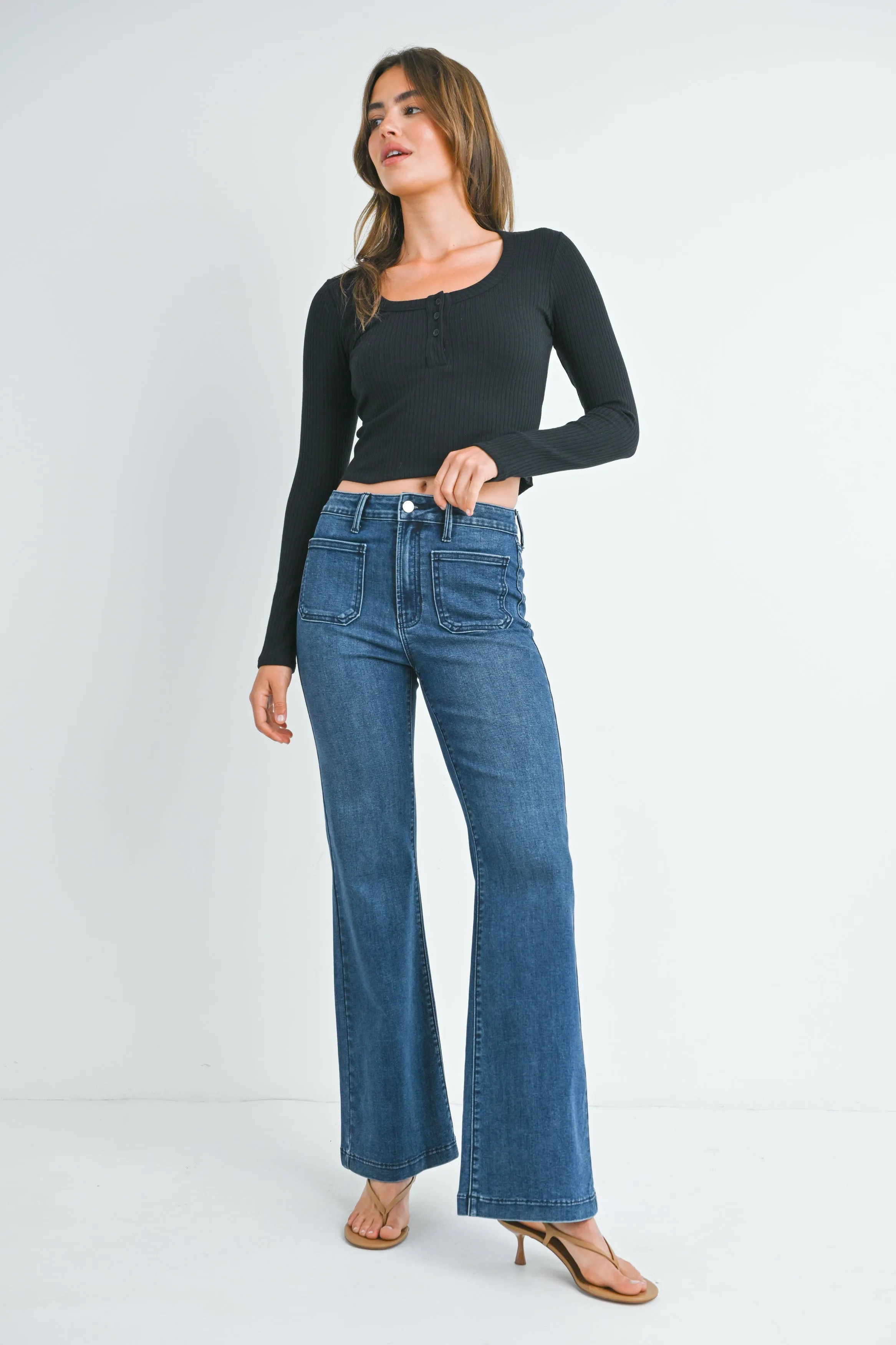 Just Black - Mini Patch Pocket Flare