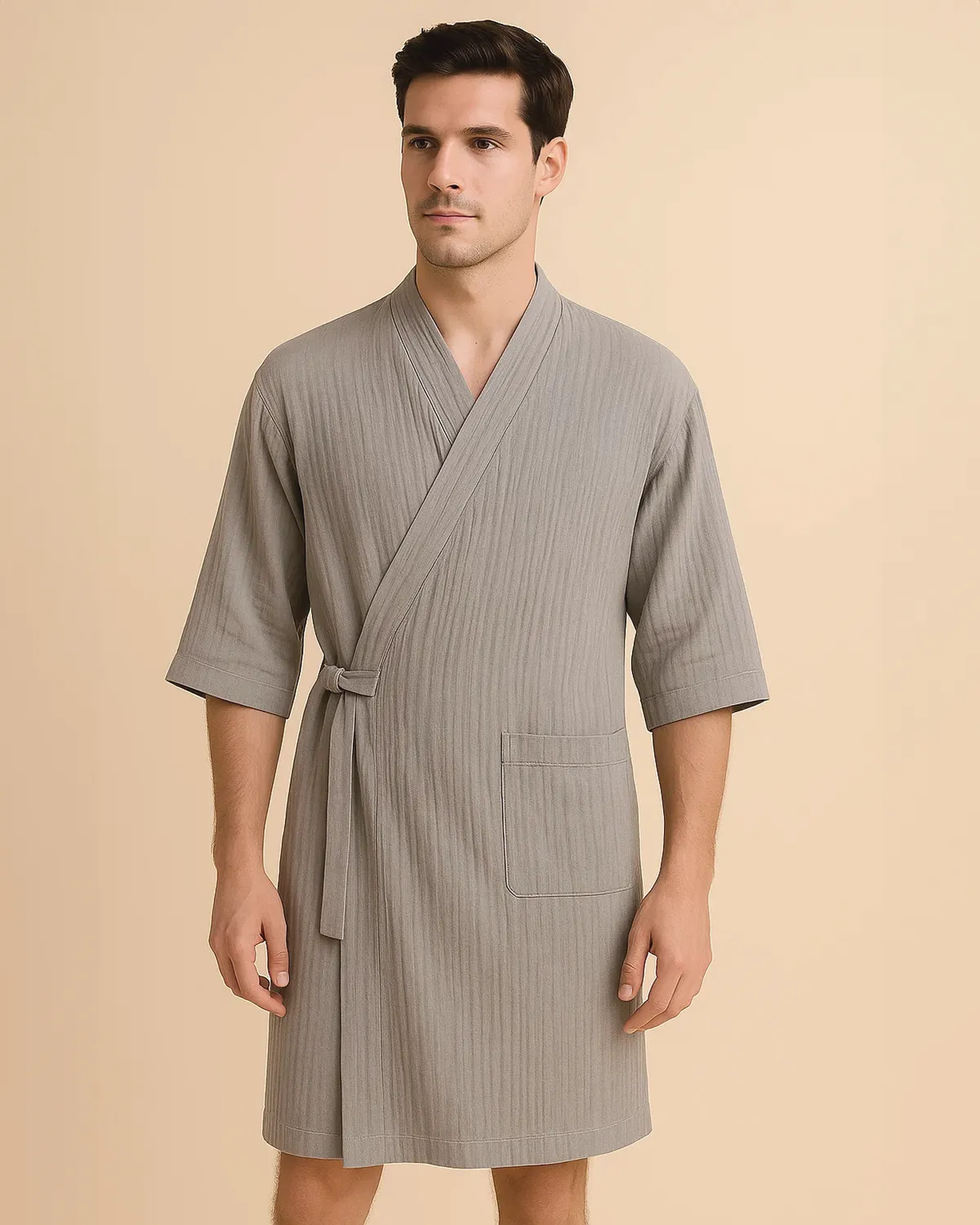 Kimono Dressing Gown - Japanese Inspired Cotton Robe