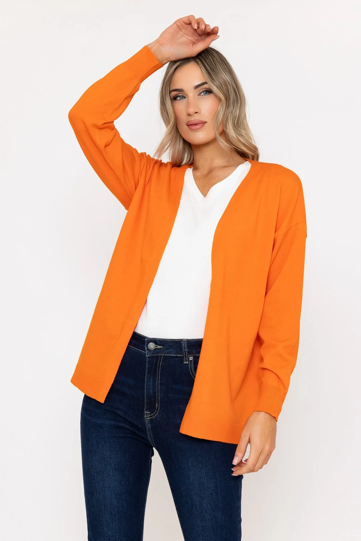 Long Line Cardigan in Orange