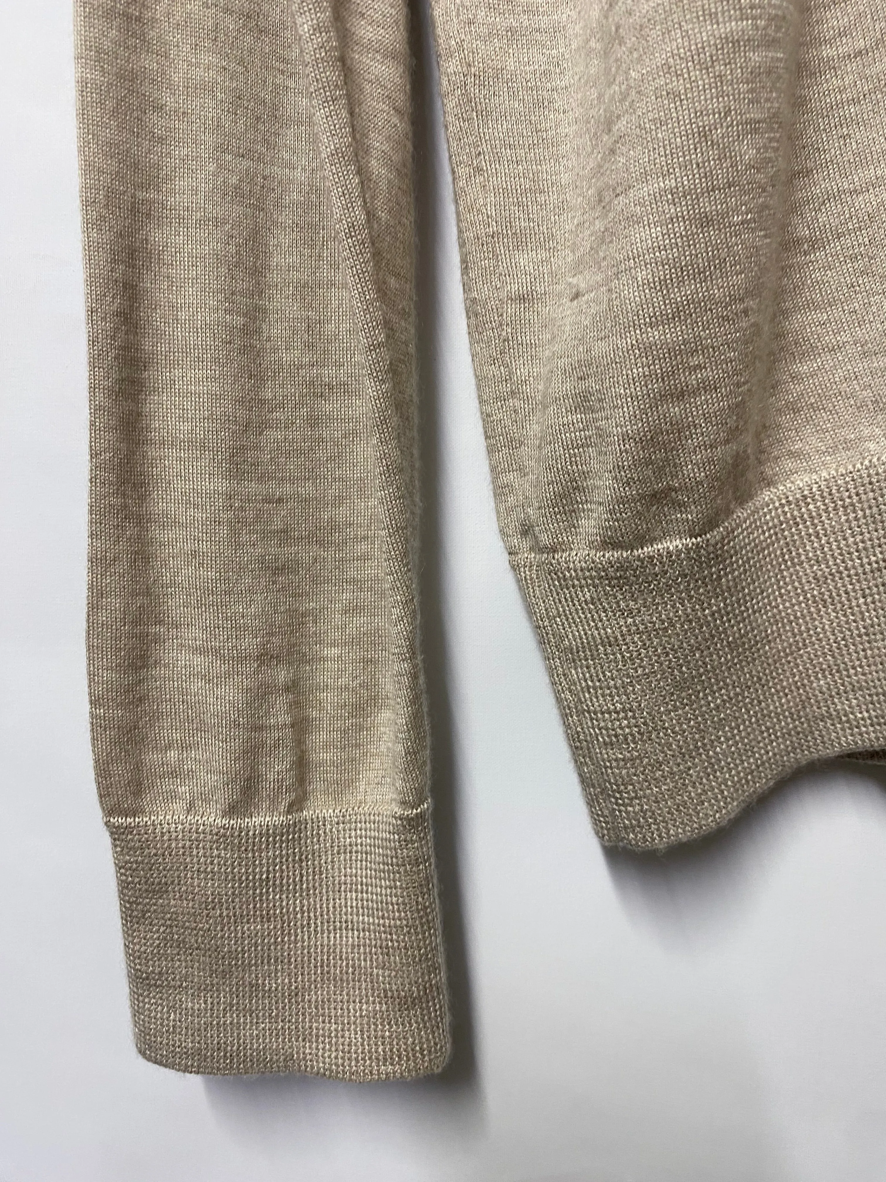 Luca Faloni Oatmeal Cashmere and Silk Zip Cardigan Medium