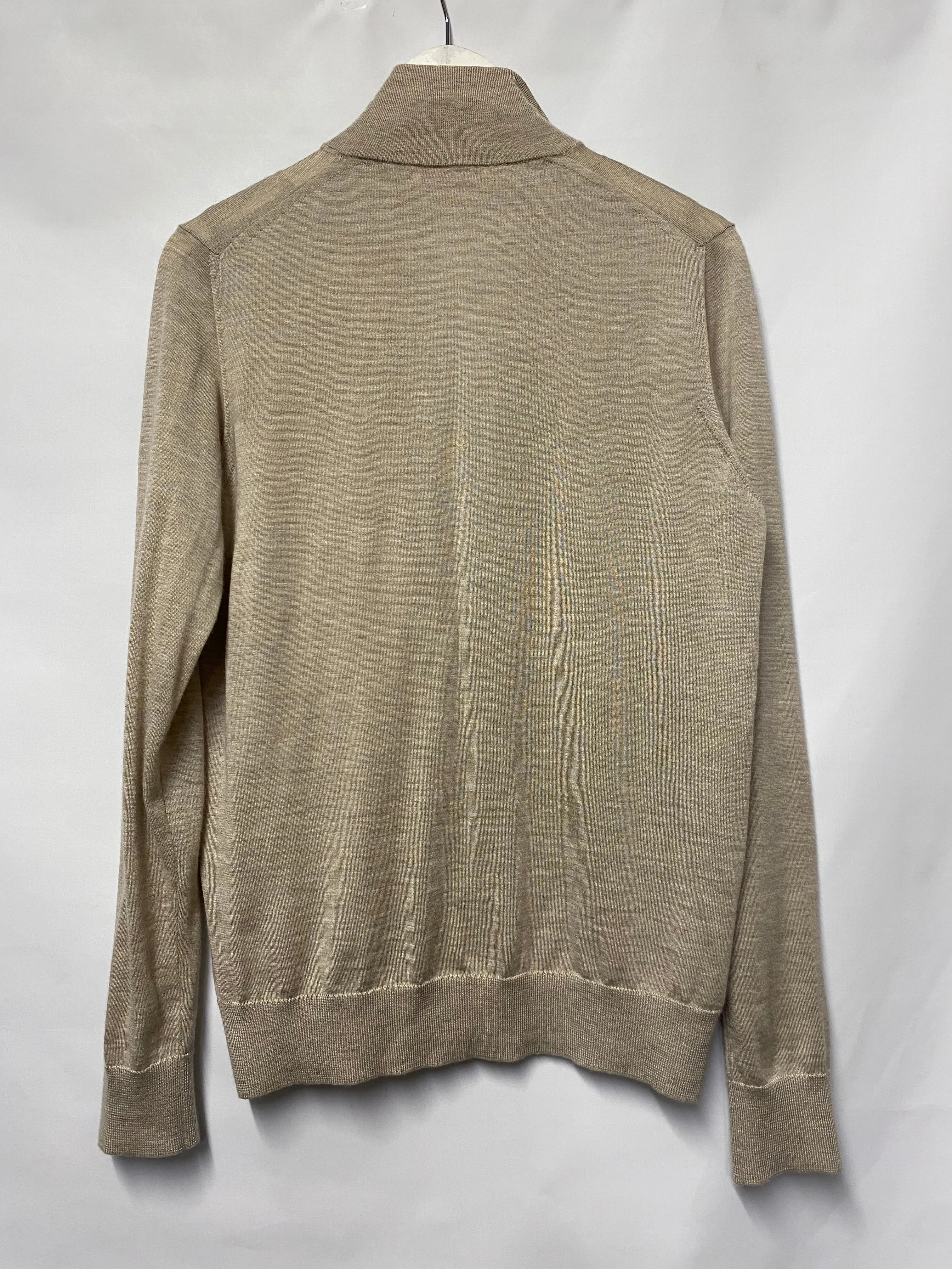 Luca Faloni Oatmeal Cashmere and Silk Zip Cardigan Medium