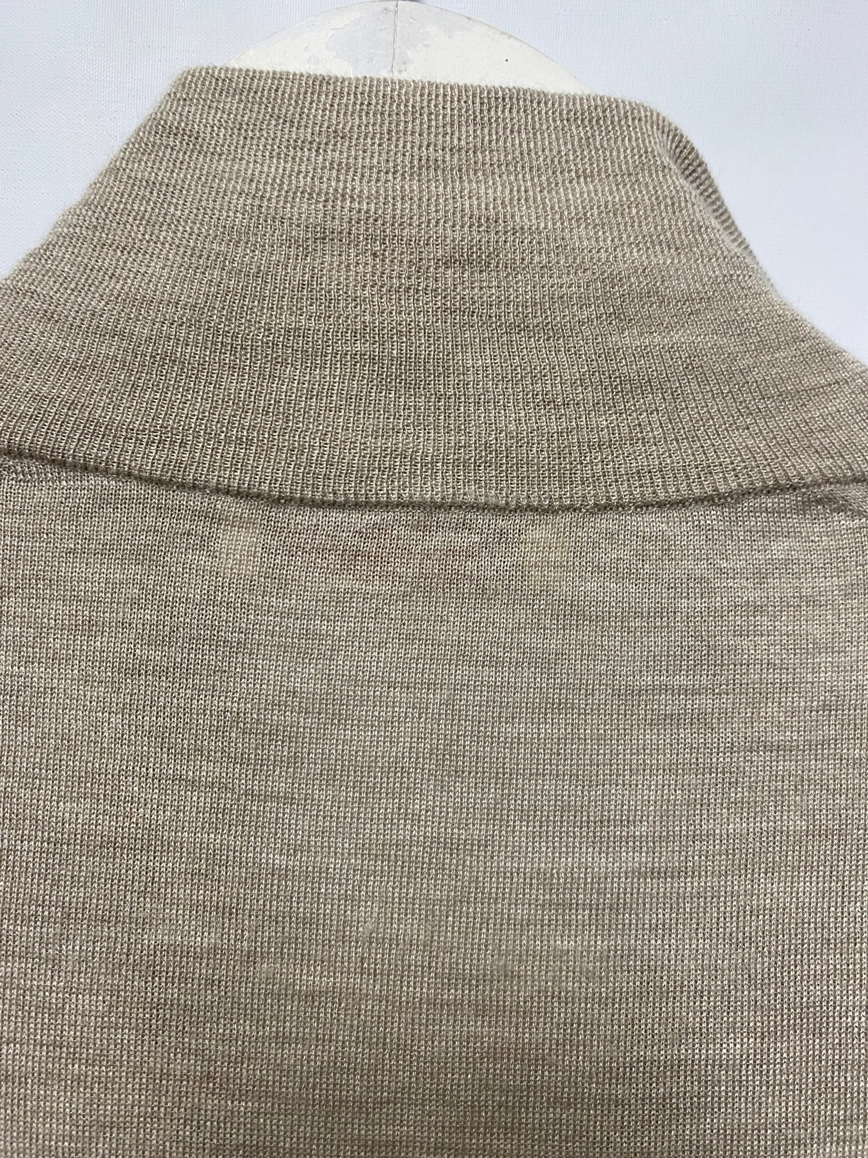 Luca Faloni Oatmeal Cashmere and Silk Zip Cardigan Medium