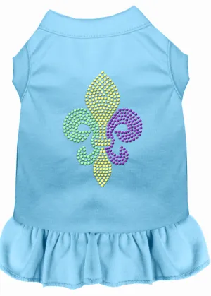 Mardi Gras Fleur De Lis Rhinestone Dress Baby Blue Xxxl