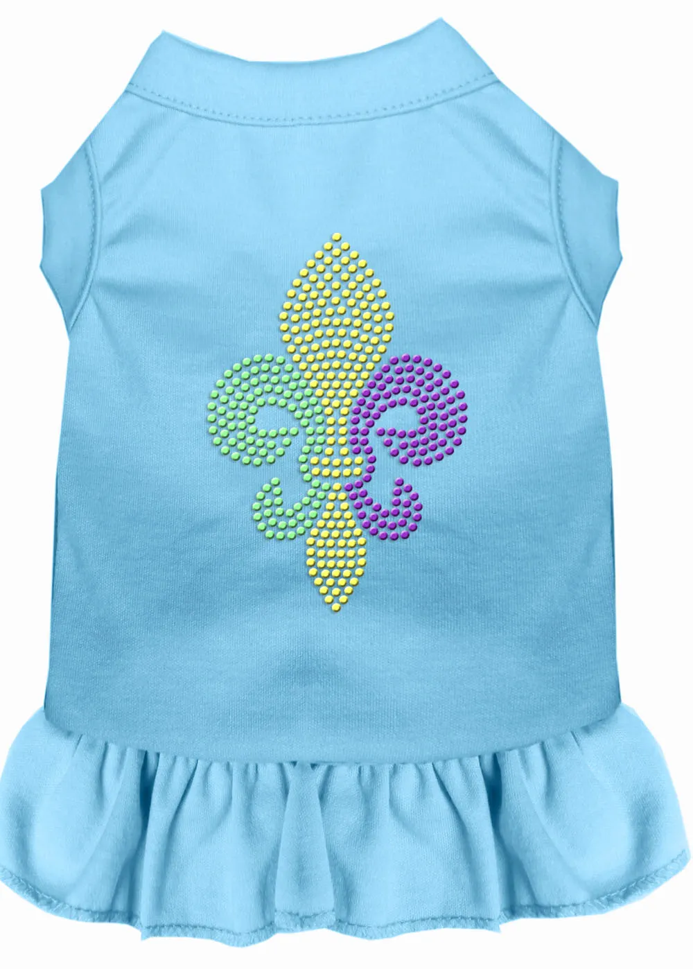 Mardi Gras Fleur De Lis Rhinestone Dress Baby Blue Xxxl