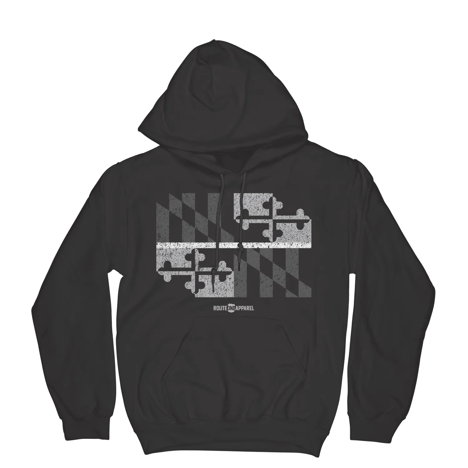 Maryland Flag White Line (Black) / Hoodie
