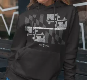 Maryland Flag White Line (Black) / Hoodie