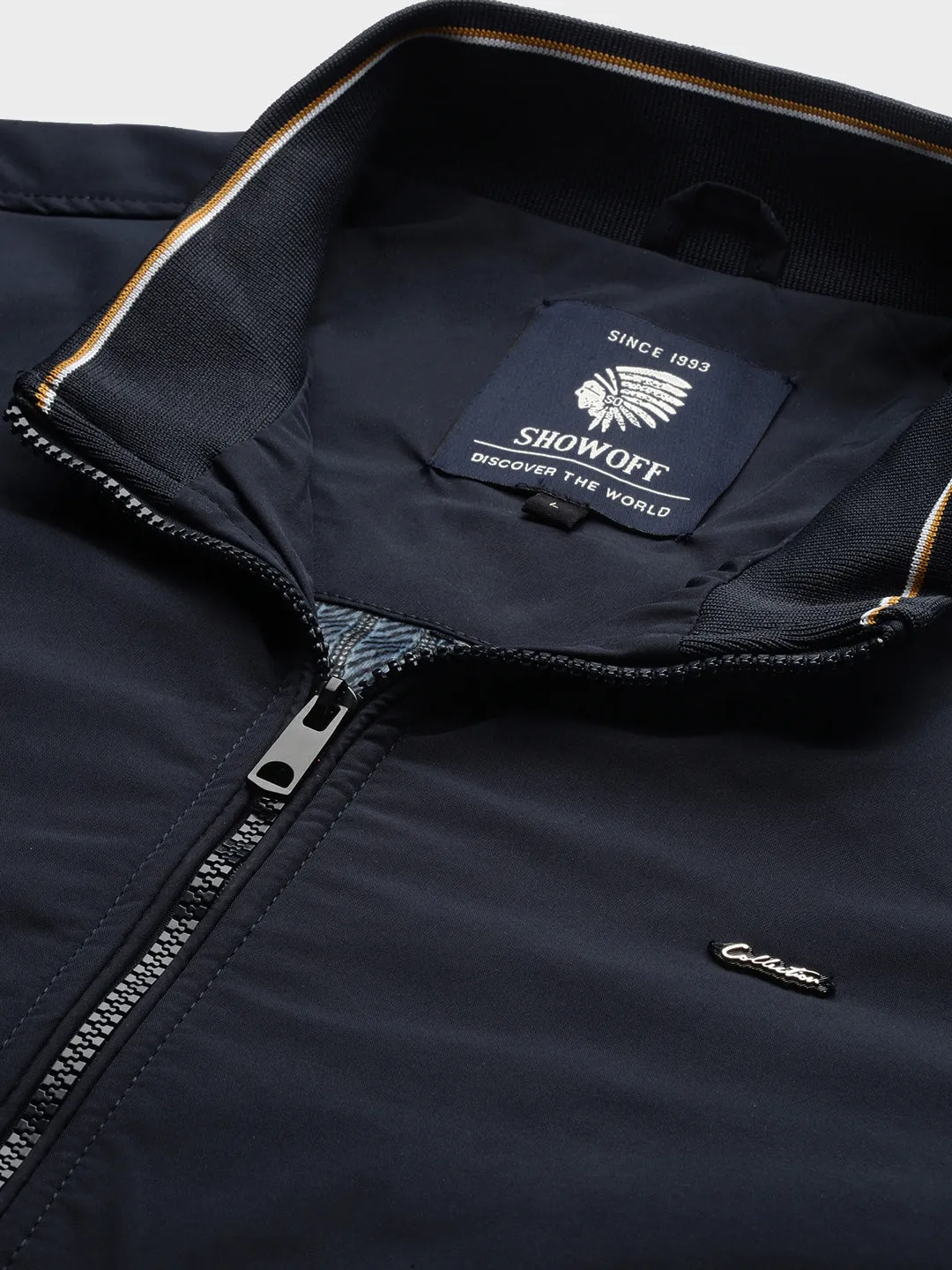Men Navy Blue Windcheater Bomber Jacket