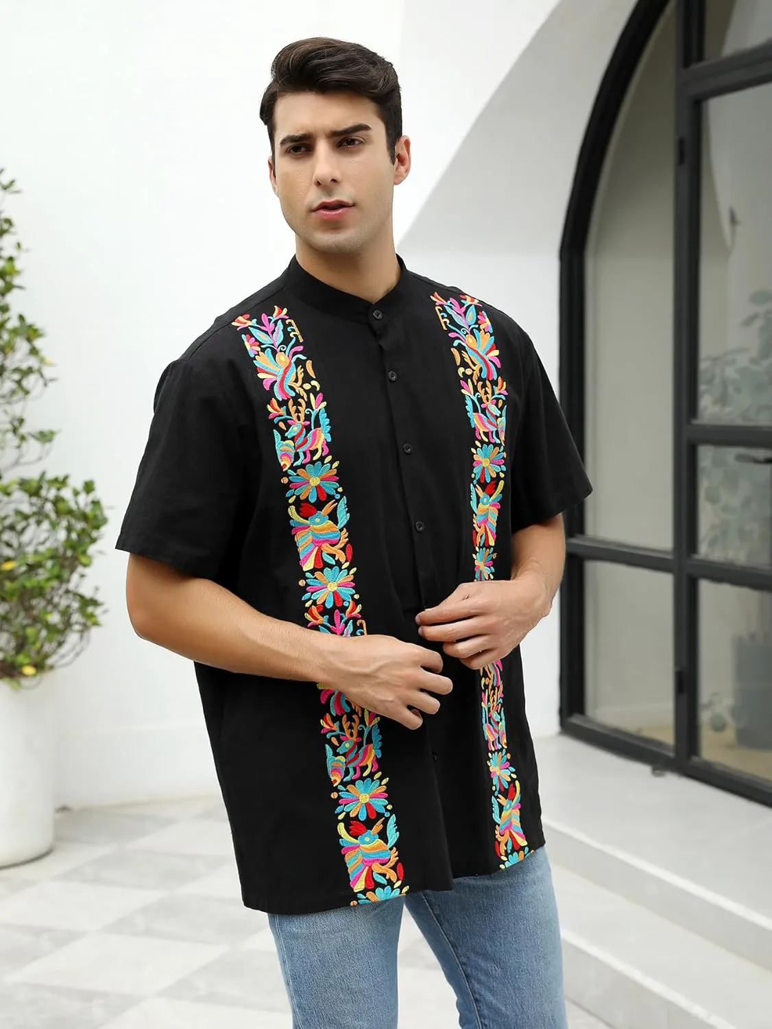 Mexican Shirts for Men Traditional Men's Guayabera Dress Shirts Mens Button Up Button Down Dress Shirt Fiesta