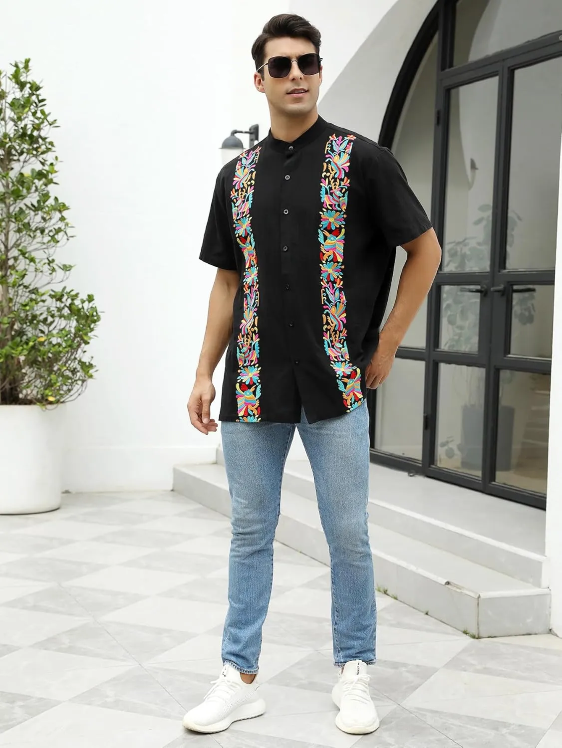 Mexican Shirts for Men Traditional Men's Guayabera Dress Shirts Mens Button Up Button Down Dress Shirt Fiesta