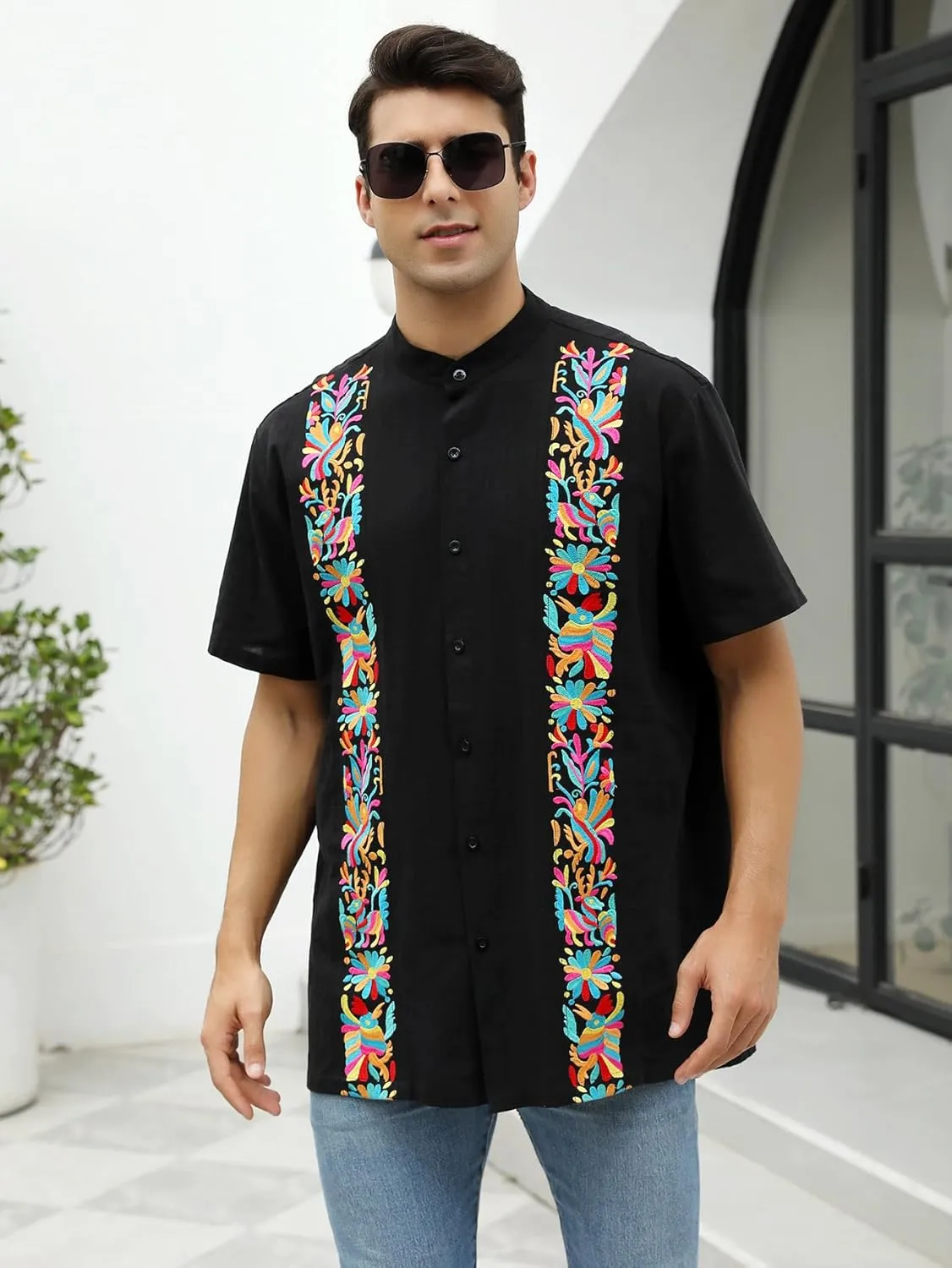 Mexican Shirts for Men Traditional Men's Guayabera Dress Shirts Mens Button Up Button Down Dress Shirt Fiesta