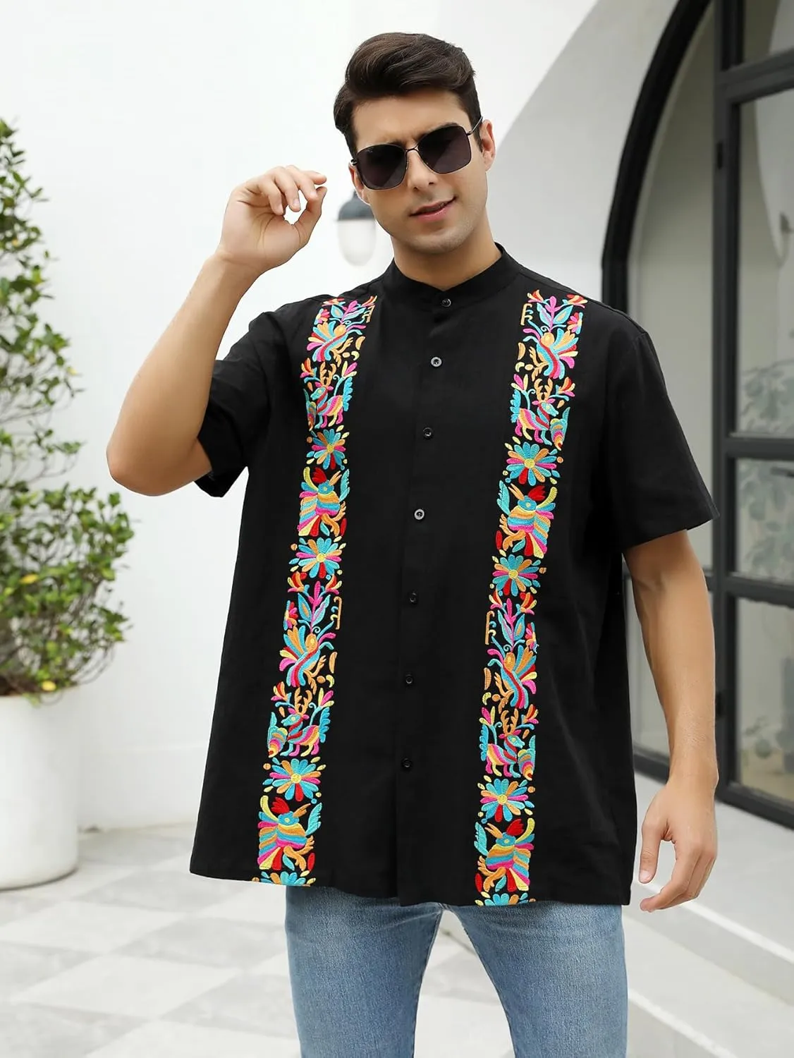 Mexican Shirts for Men Traditional Men's Guayabera Dress Shirts Mens Button Up Button Down Dress Shirt Fiesta