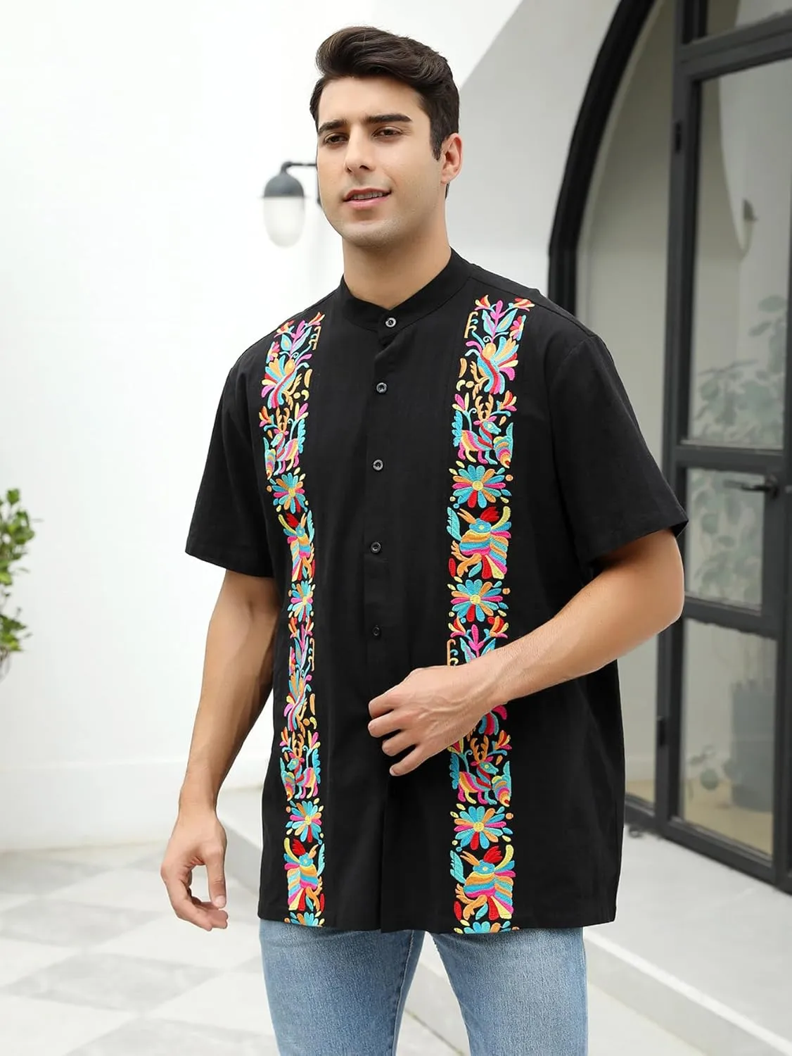 Mexican Shirts for Men Traditional Men's Guayabera Dress Shirts Mens Button Up Button Down Dress Shirt Fiesta