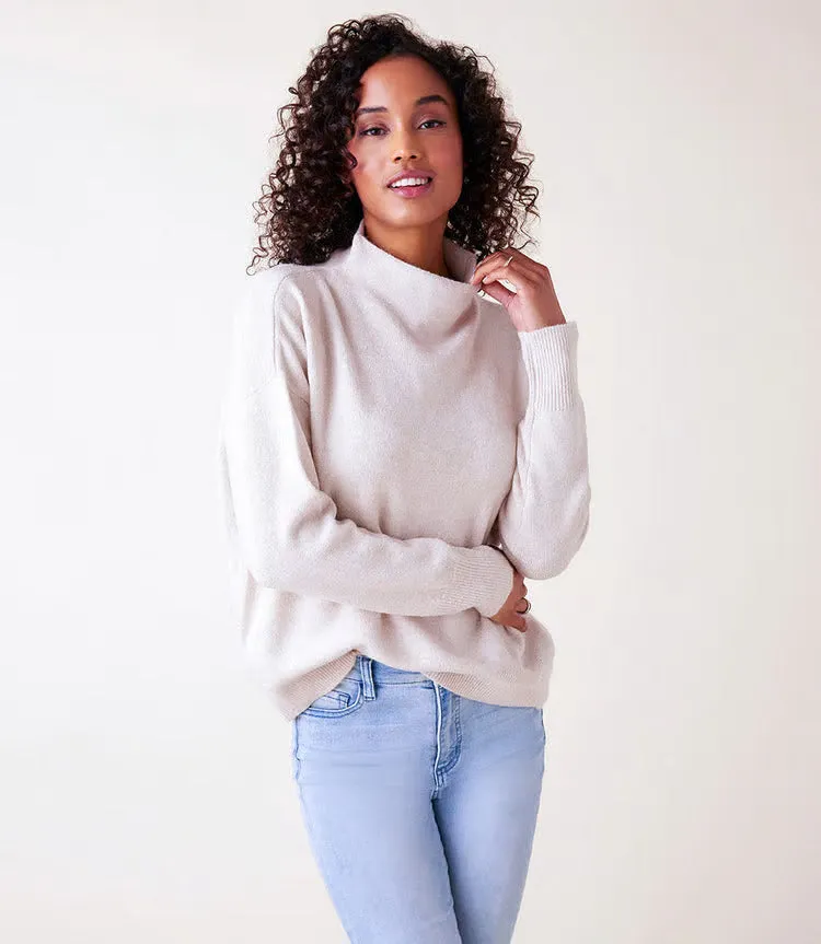 Modesty Mock Neck Sweater in Sand - Karen Kane 3N94268