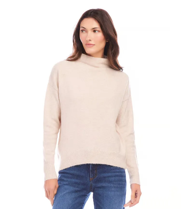 Modesty Mock Neck Sweater in Sand - Karen Kane 3N94268