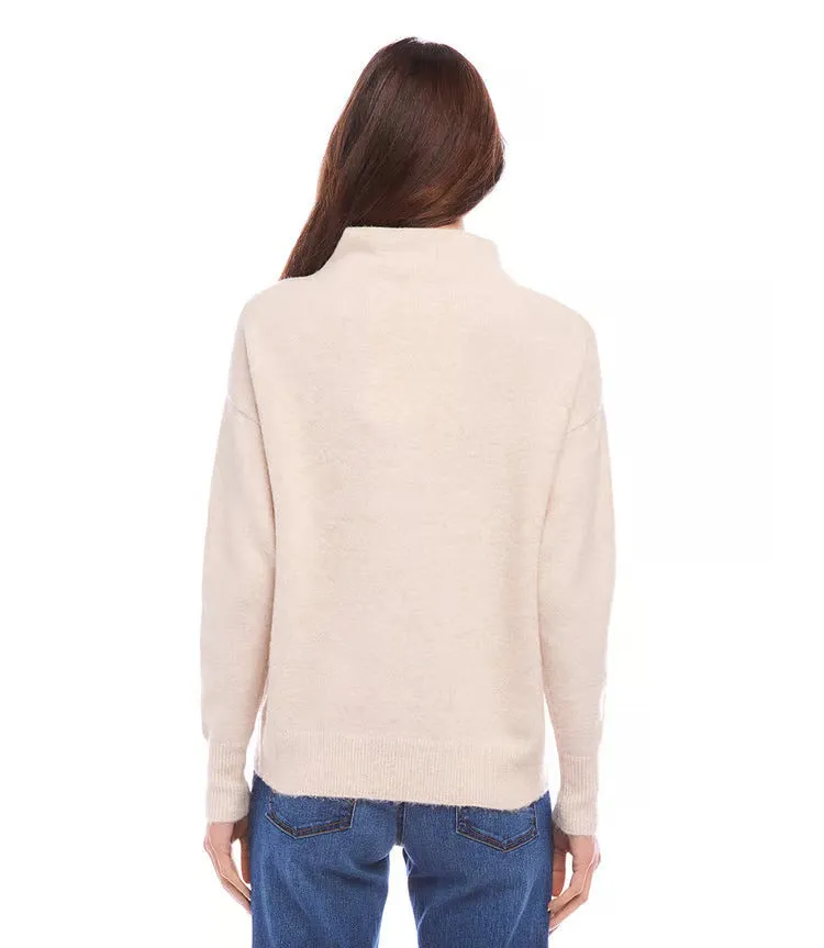 Modesty Mock Neck Sweater in Sand - Karen Kane 3N94268