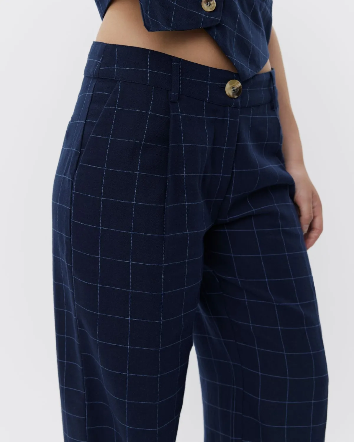 NATHALIASW TROUSERS - Navy check