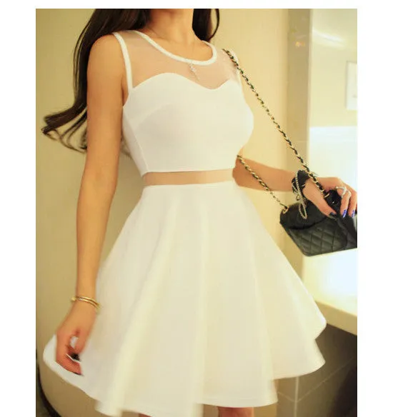 Net Yarn Sleeveless Little Black Dress