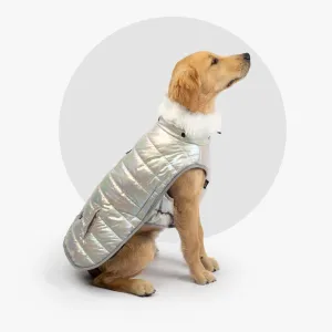 Nikka Iridescent Dog Jacket | Warm, Stylish & Leash-Friendly with Poop Bag Dispenser