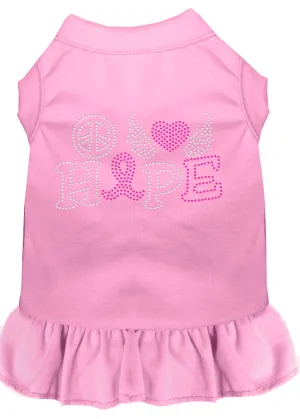 Peace Love Hope Breast Cancer Rhinestone Pet Dress Light Pink Xl