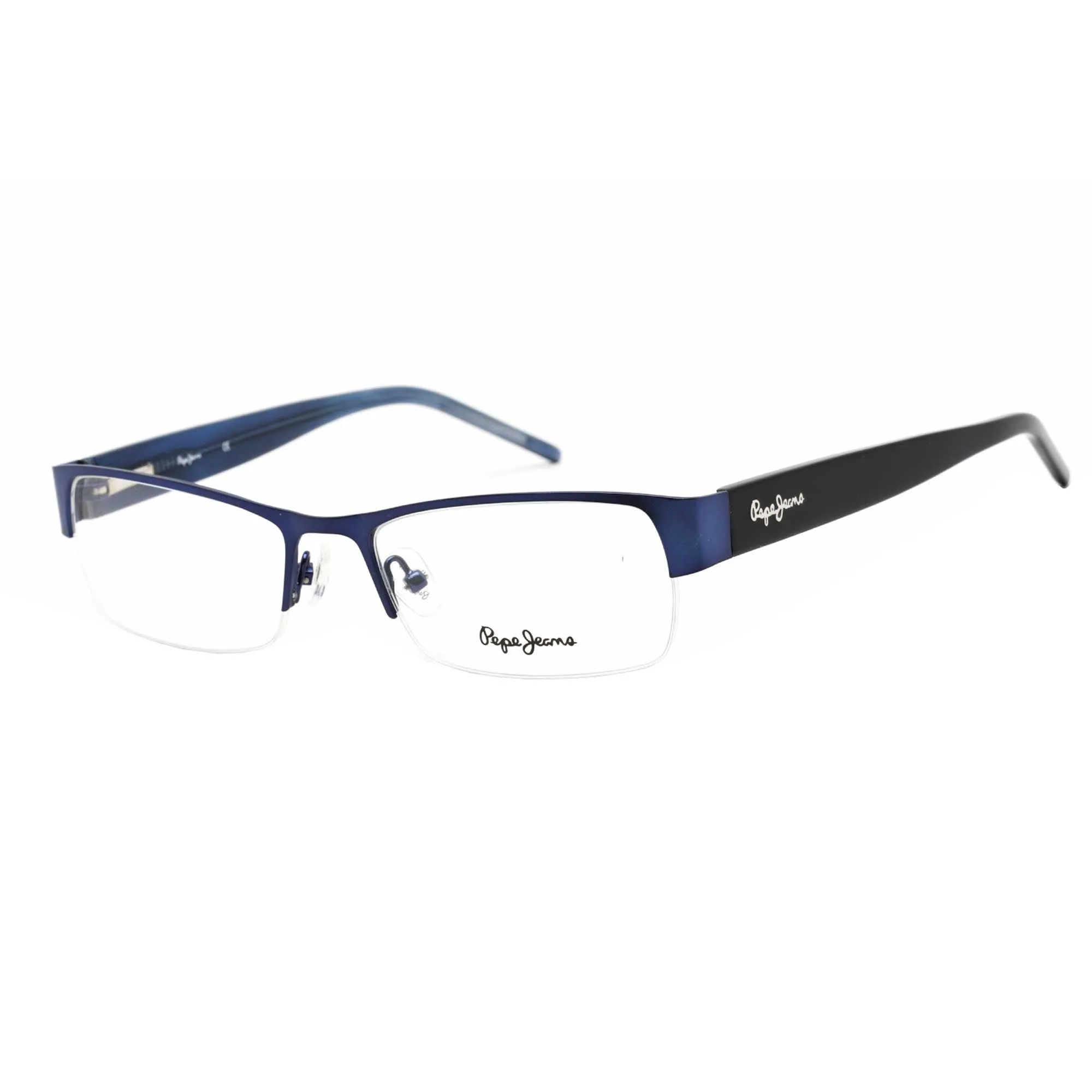 Pepe Jeans Men's Eyeglasses - Blue Rectangular Semi-Rimless Metal Frame | PJ1112 C4
