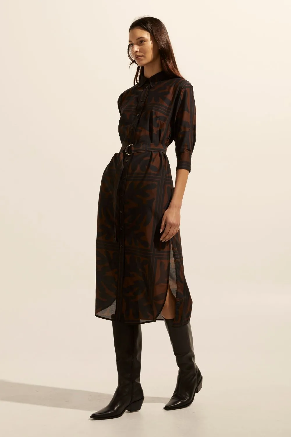 Pinpoint dress - Choc frond