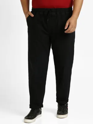 Plus Men's Black Regular Fit Washed Jogger Jeans Stretchable