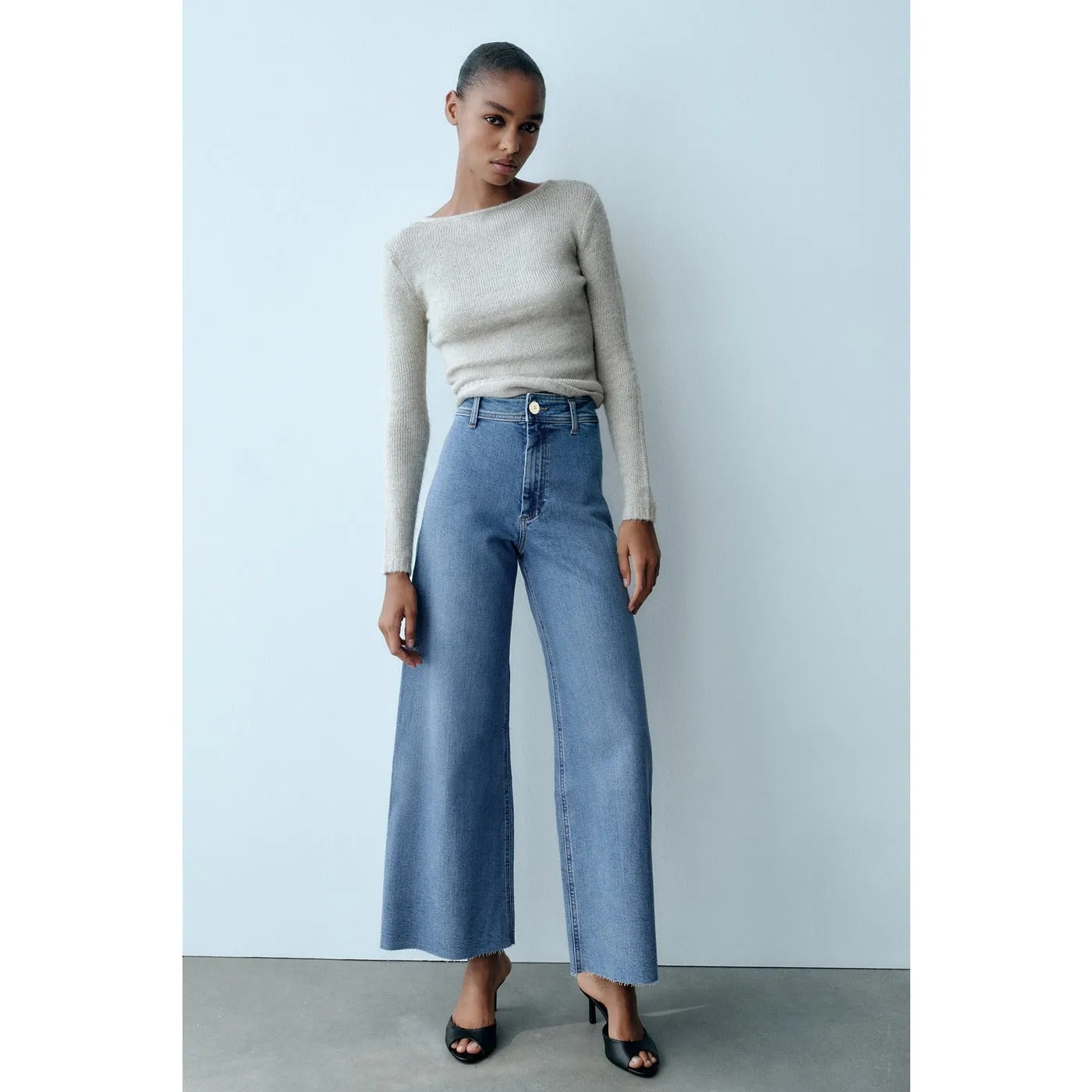 PM Blue Marine Straight Wide Jeans