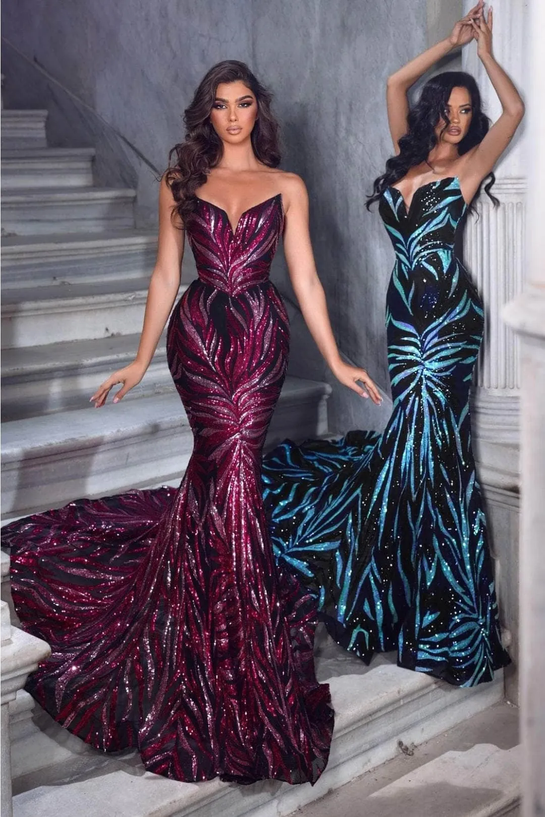 Portia and Scarlett PS22538 - long-Strapless Mermaid Gown with Sequins