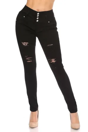 Raven Distressed, No Pocket Jeans
