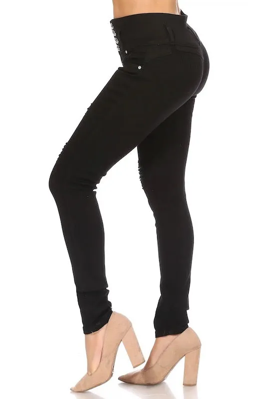 Raven Distressed, No Pocket Jeans