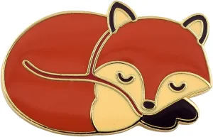 REAL SIC Sleeping Fox Pin - Cute, Kawaii Gold Fox Jewlery, Jacket Pin for Everyday Wear on Backpacks, Hats & Bags