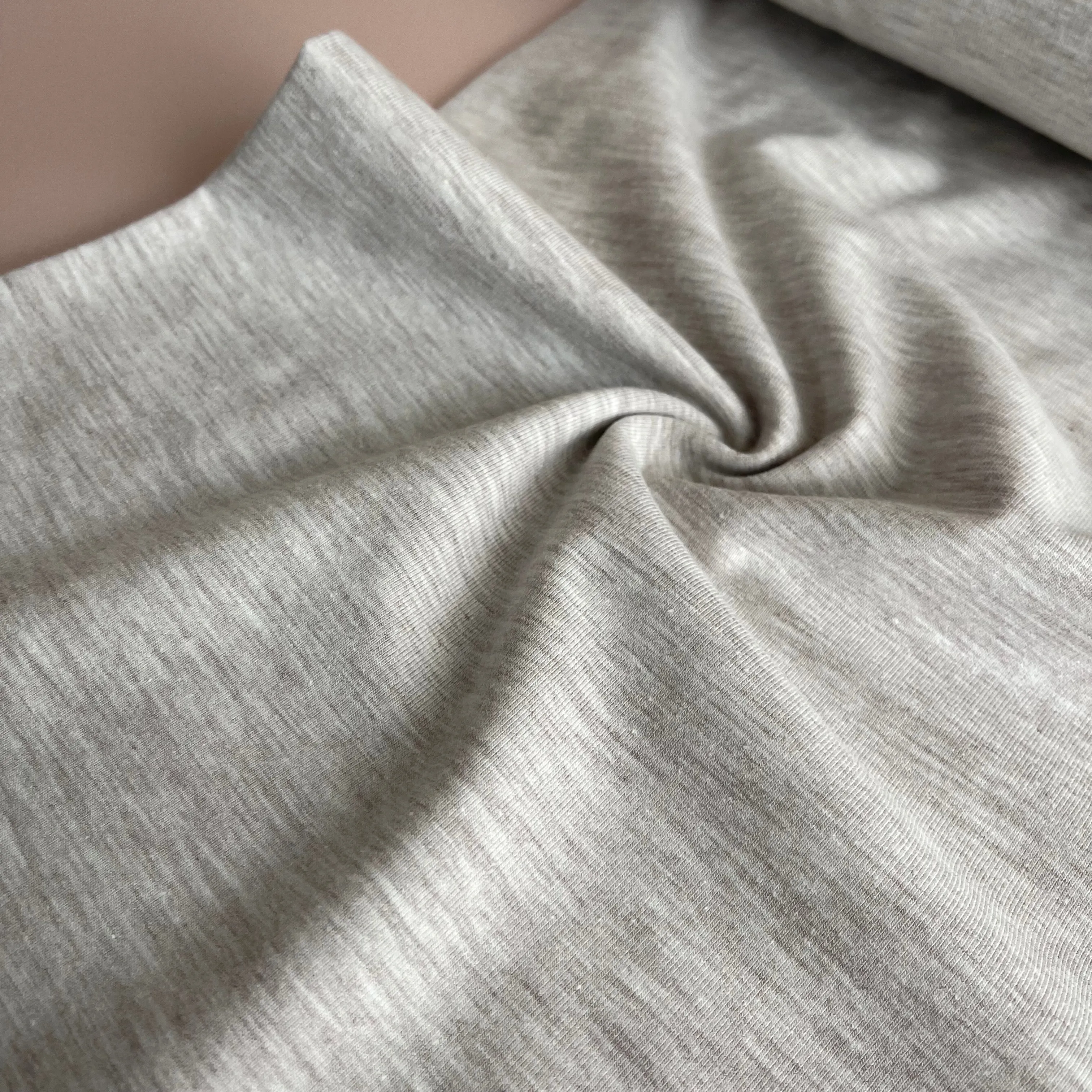 REMNANT 0.4 Metre - Beige Melange Jersey Fabric