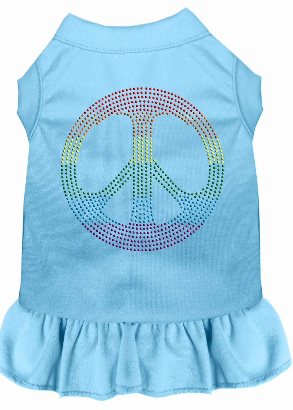 Rhinestone Rainbow Peace Dress Baby Blue Xxxl