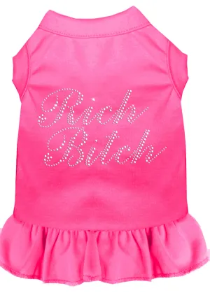 Rhinestone Rich Bitch Dress Bright Pink Xxxl