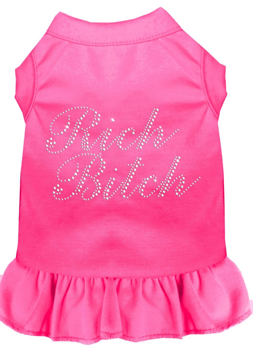 Rhinestone Rich Bitch Dress Bright Pink Xxxl