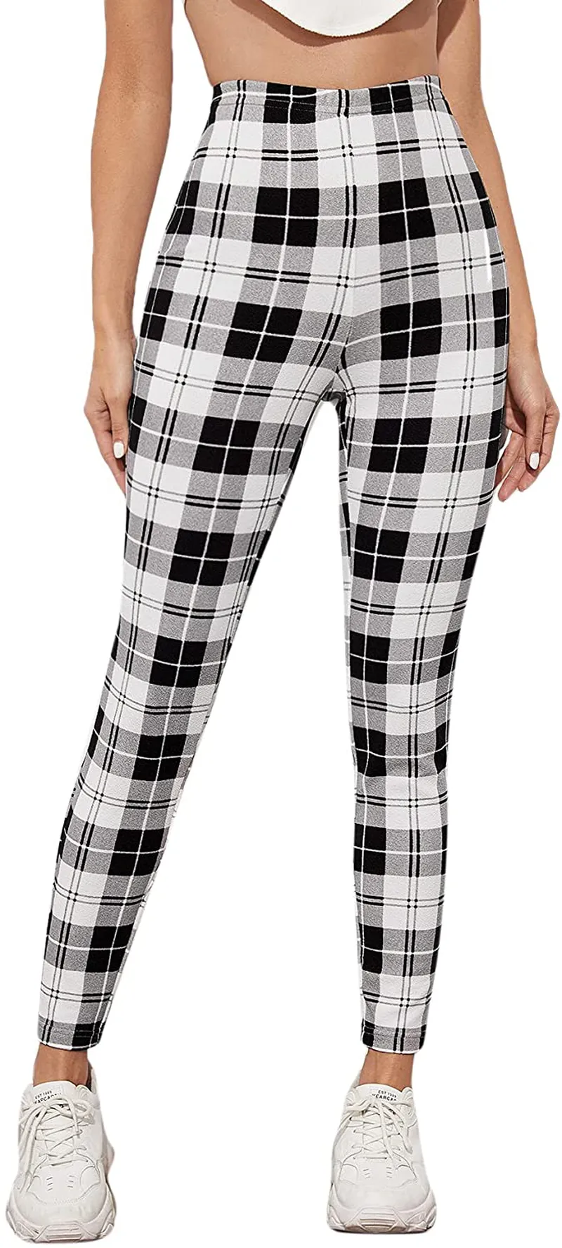 SOLY HUX Women's Pocket Side Elastic High Waist Elegant Trousers Skinny Pants