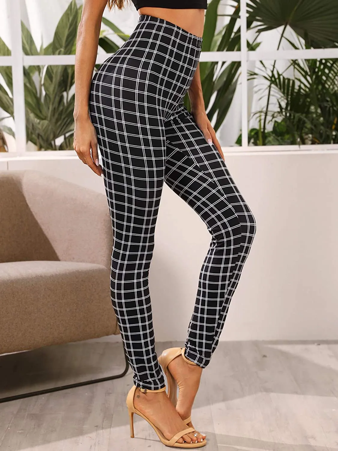 SOLY HUX Women's Pocket Side Elastic High Waist Elegant Trousers Skinny Pants