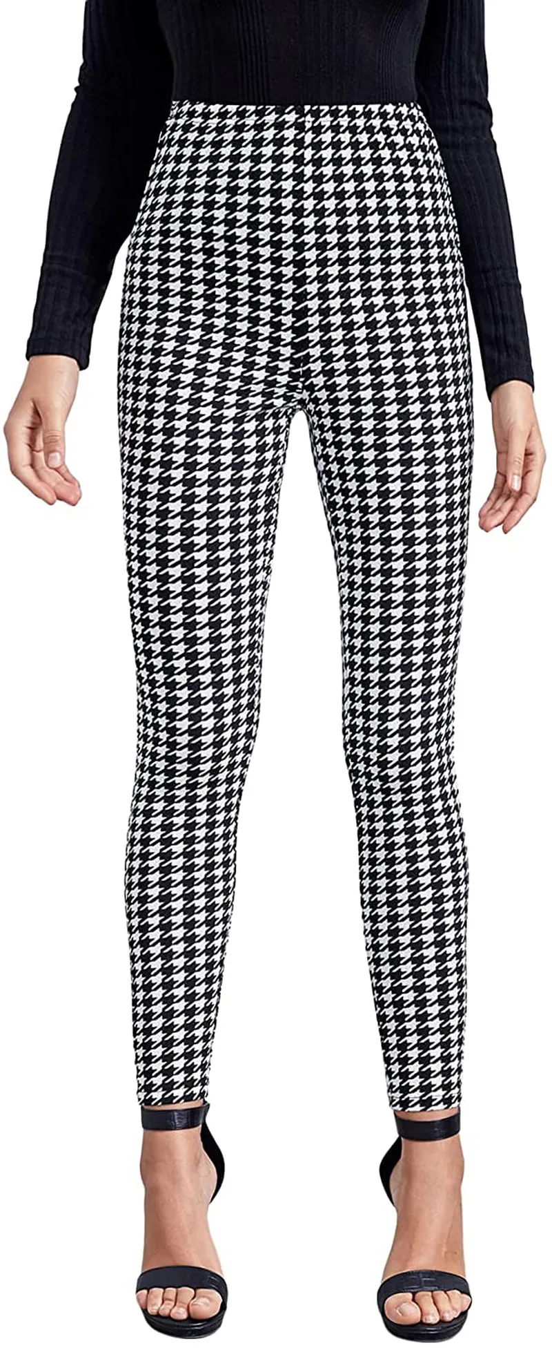 SOLY HUX Women's Pocket Side Elastic High Waist Elegant Trousers Skinny Pants