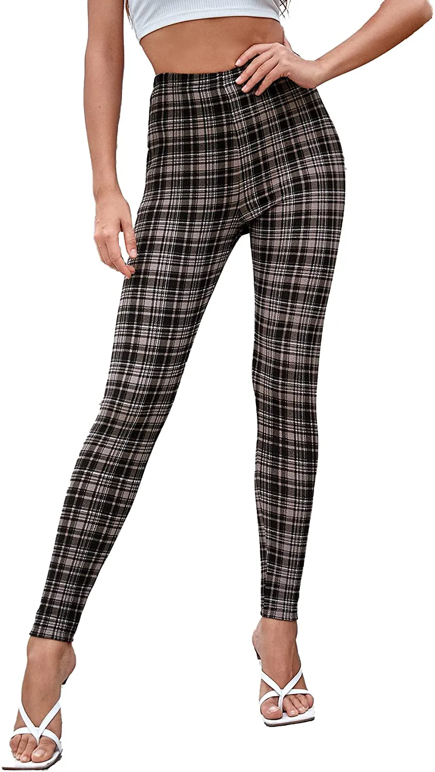 SOLY HUX Women's Pocket Side Elastic High Waist Elegant Trousers Skinny Pants