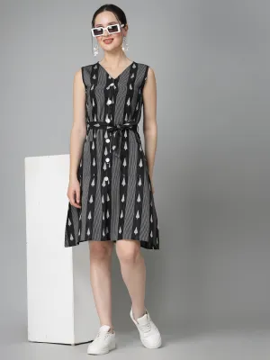 Stylum Women's Woven Design Cotton Blend Sheath Dress (BLACKAKIRA)