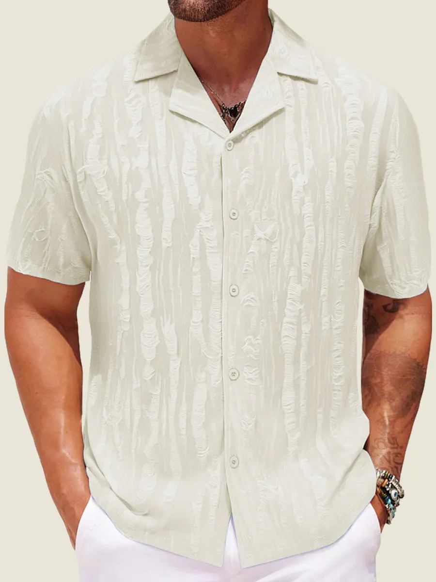 Textured Jacquard Short Sleeve Shirt