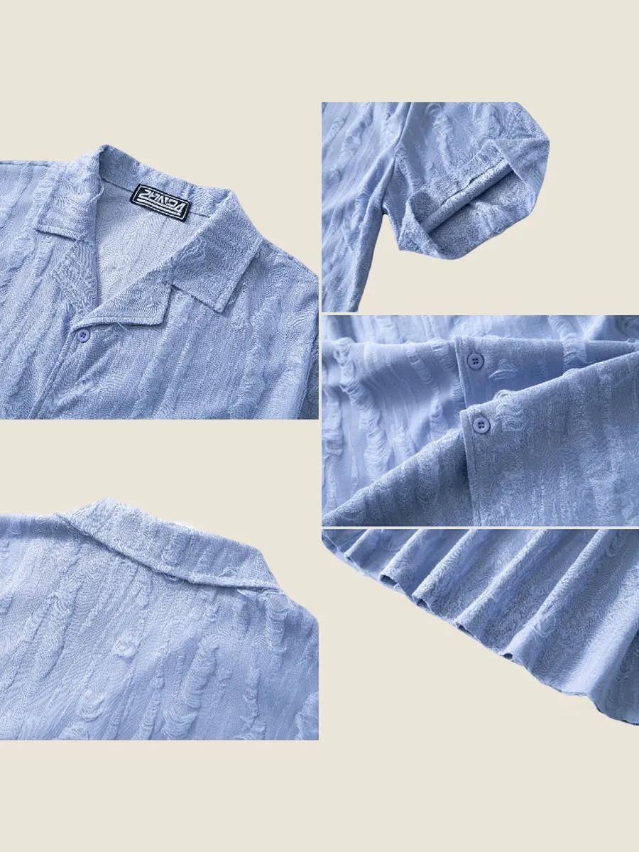 Textured Jacquard Short Sleeve Shirt